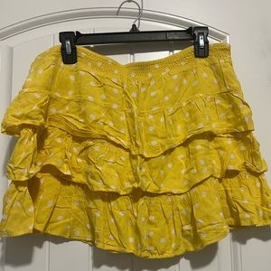 SO yellow polka dot tiered mini skirt
